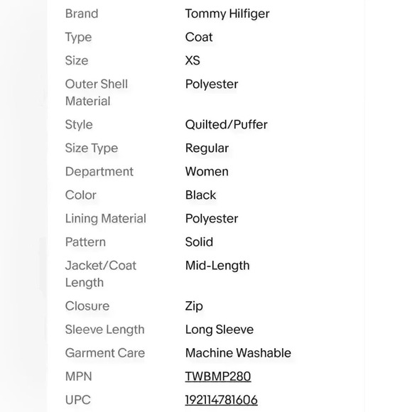 Tommy Hilfiger Faux-Fur-Trim Hooded Chevron Black Puffer Coat Size XS $245 - Picture 13 of 13